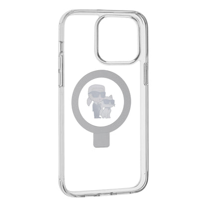 Калъф MagSafe за Apple iPhone 14 Pro, Karl Lagerfeld, Ring Stand Karl & Choupette, Бял