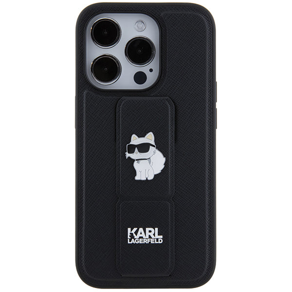 Калъф MagSafe за Apple iPhone 14 Pro, Karl Lagerfeld, Saffiano Gripstand Choupette, Черен