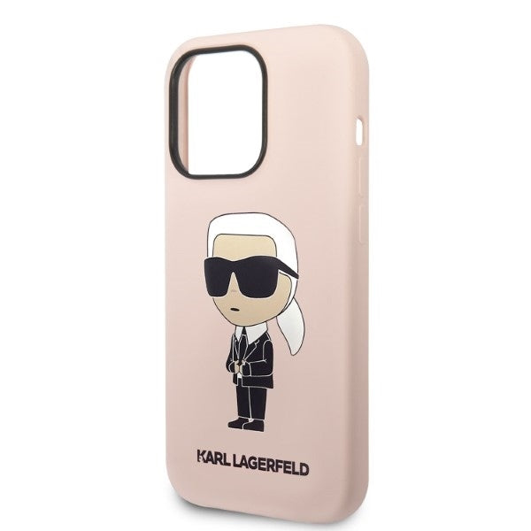 Калъф MagSafe за Apple iPhone 14 Pro, Karl Lagerfeld, Silicone Ikonik Karl, Розов