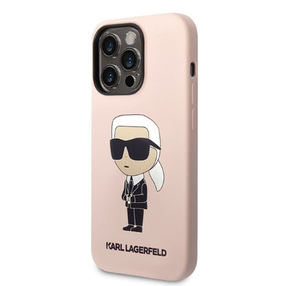 Калъф MagSafe за Apple iPhone 14 Pro, Karl Lagerfeld, Silicone Ikonik Karl, Розов