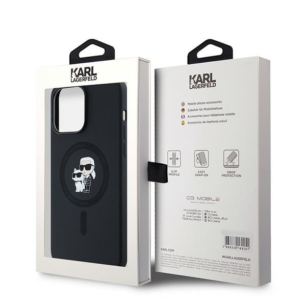 Калъф MagSafe за Apple iPhone 14 Pro, Karl Lagerfeld, Силикон Karl & Choupette, Черен