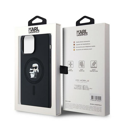 Калъф MagSafe за Apple iPhone 14 Pro, Karl Lagerfeld, Силикон Karl & Choupette, Черен