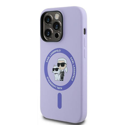 Калъф MagSafe за Apple iPhone 14 Pro, Karl Lagerfeld, Silicone Ring Karl & Choupette, Лилав