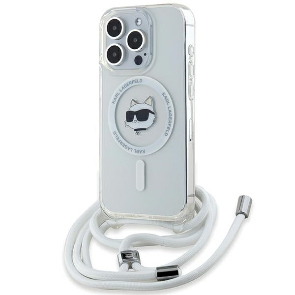 Калъф MagSafe за Apple iPhone 14 Pro Max, Karl Lagerfeld, IML Crossbody Choupette's Head with Strap, Прозрачен