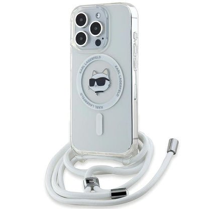 Калъф MagSafe за Apple iPhone 14 Pro Max, Karl Lagerfeld, IML Crossbody Choupette's Head with Strap, Прозрачен