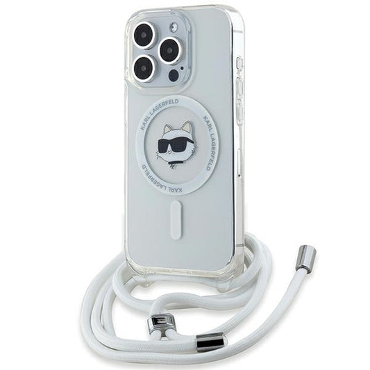 Калъф MagSafe за Apple iPhone 14 Pro Max, Karl Lagerfeld, IML Crossbody Choupette's Head with Strap, Прозрачен