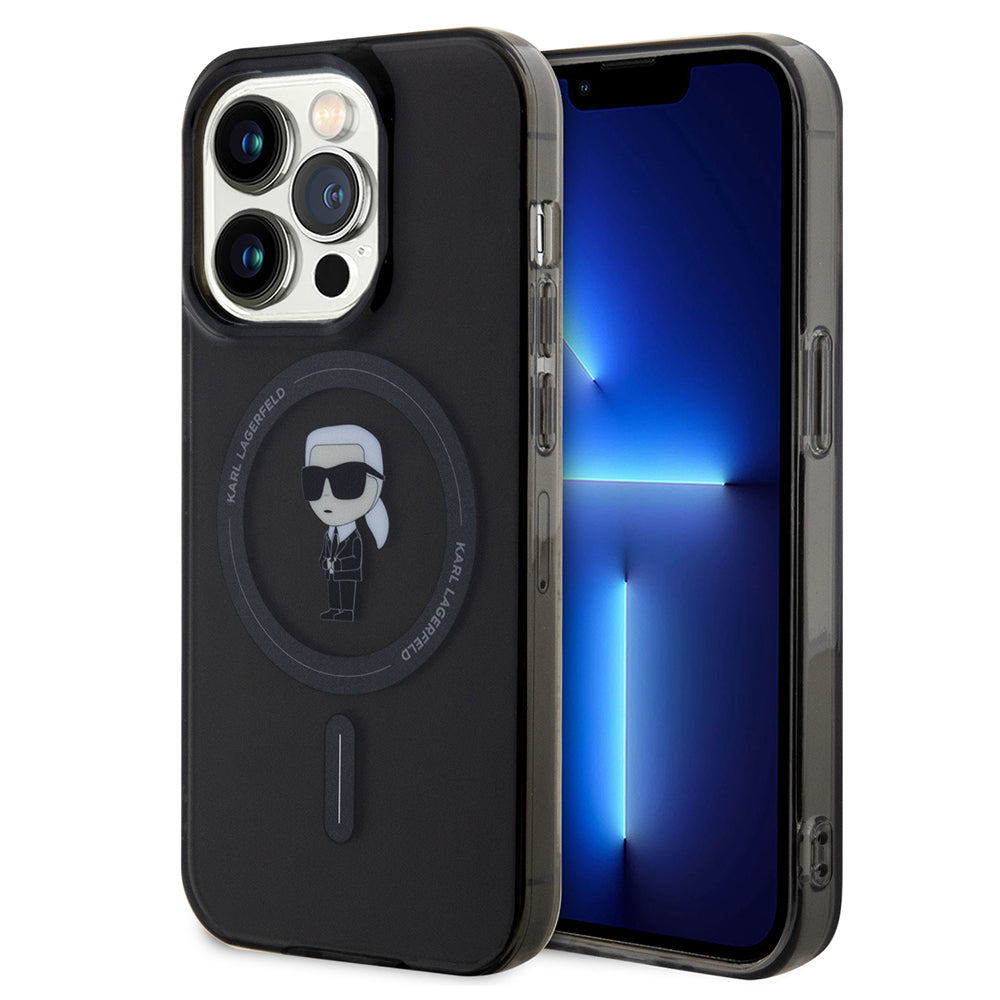 Калъф MagSafe за Apple iPhone 14 Pro Max, Karl Lagerfeld, IML Ikonik Karl, Черен