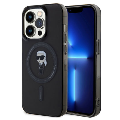 Калъф MagSafe за Apple iPhone 14 Pro Max, Karl Lagerfeld, IML Ikonik Karl, Черен