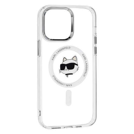 Калъф MagSafe за Apple iPhone 14 Pro Max, Karl Lagerfeld, IML Metal Choupette's Head, Бял
