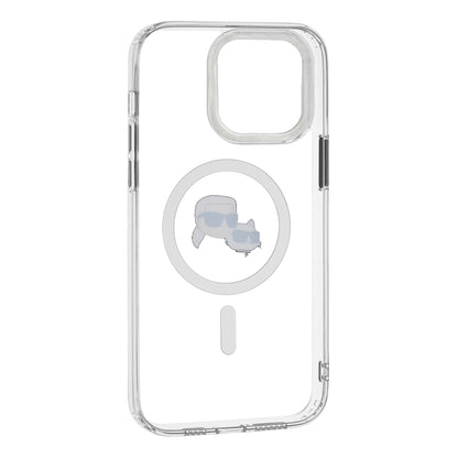 Калъф MagSafe за Apple iPhone 14 Pro Max, Karl Lagerfeld, IML Metal Karl & Choupette's Heads, Бял