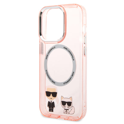 Калъф MagSafe за Apple iPhone 14 Pro Max, Karl Lagerfeld, Karl & Choupette Aluminium, Розов