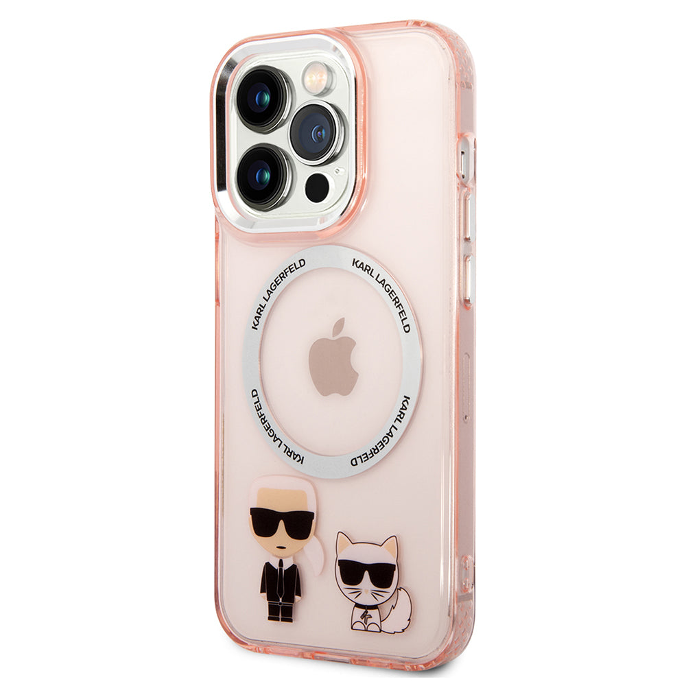 Калъф MagSafe за Apple iPhone 14 Pro Max, Karl Lagerfeld, Karl & Choupette Aluminium, Розов