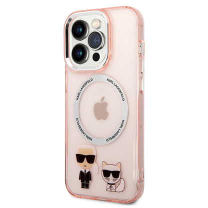 Калъф MagSafe за Apple iPhone 14 Pro Max, Karl Lagerfeld, Karl & Choupette Aluminium, Розов