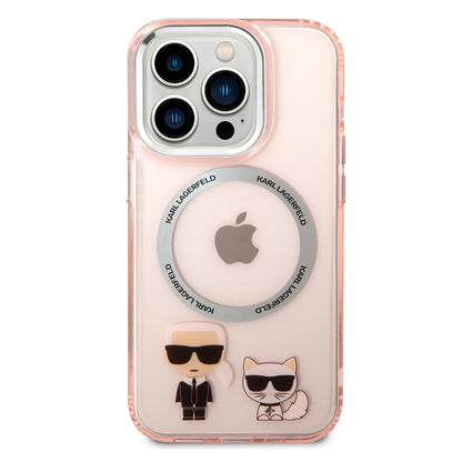 Калъф MagSafe за Apple iPhone 14 Pro Max, Karl Lagerfeld, Karl & Choupette Aluminium, Розов