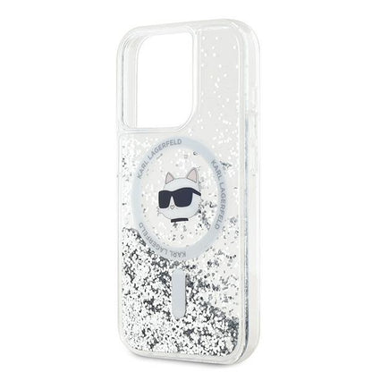 Калъф MagSafe за Apple iPhone 14 Pro Max, Karl Lagerfeld, Liquid Glitter Choupette's Head, Прозрачен
