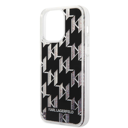 Калъф MagSafe за Apple iPhone 14 Pro Max, Karl Lagerfeld, Monogram Liquid Glitter, Черен