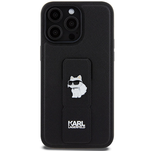 Калъф MagSafe за Apple iPhone 14 Pro Max, Karl Lagerfeld, Saffiano Gripstand Choupette, Черен