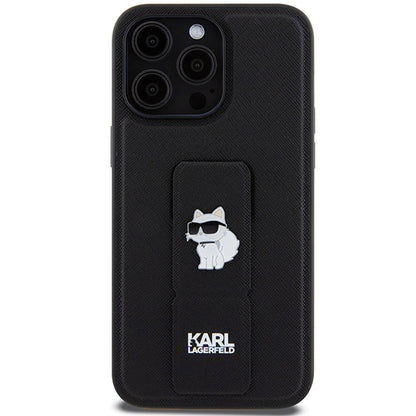 Калъф MagSafe за Apple iPhone 14 Pro Max, Karl Lagerfeld, Saffiano Gripstand Choupette, Черен