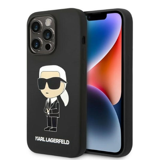 Калъф MagSafe за Apple iPhone 14 Pro Max, Karl Lagerfeld, Silicone Ikonik Karl, Черен