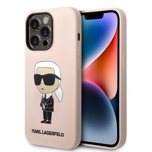 Калъф MagSafe за Apple iPhone 14 Pro Max, Karl Lagerfeld, Silicone Ikonik Karl, Розов