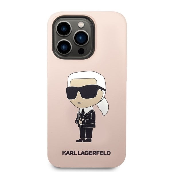 Калъф MagSafe за Apple iPhone 14 Pro Max, Karl Lagerfeld, Silicone Ikonik Karl, Розов