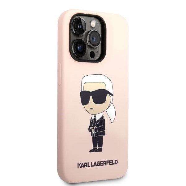 Калъф MagSafe за Apple iPhone 14 Pro Max, Karl Lagerfeld, Silicone Ikonik Karl, Розов
