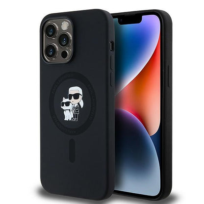 Калъф MagSafe за Apple iPhone 14 Pro Max, Karl Lagerfeld, Силикон Karl & Choupette, Черен