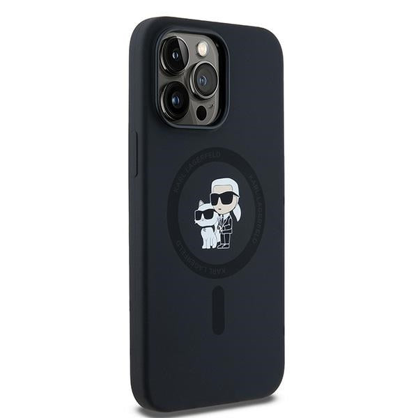 Калъф MagSafe за Apple iPhone 14 Pro Max, Karl Lagerfeld, Силикон Karl & Choupette, Черен