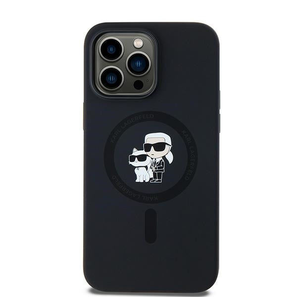 Калъф MagSafe за Apple iPhone 14 Pro Max, Karl Lagerfeld, Силикон Karl & Choupette, Черен
