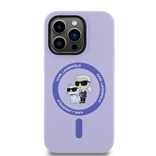Калъф MagSafe за Apple iPhone 14 Pro Max, Karl Lagerfeld, Silicone Ring Karl & Choupette, Лилав