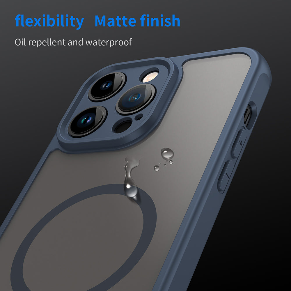 MagSafe Case for Apple iPhone 14 Pro Max, Techsuit, HaloFrost II, Navy Blue