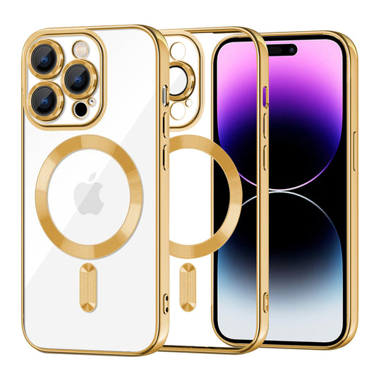 Калъф MagSafe за Apple iPhone 14 Pro Max, Techsuit, Luxury Crystal, Златист