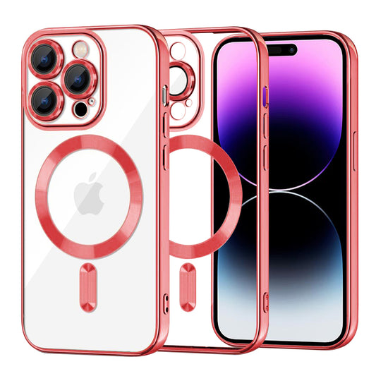 Калъф MagSafe за Apple iPhone 14 Pro Max, Techsuit, Luxury Crystal, Червен