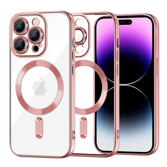 Калъф MagSafe за Apple iPhone 14 Pro Max, Techsuit, Luxury Crystal, Розов