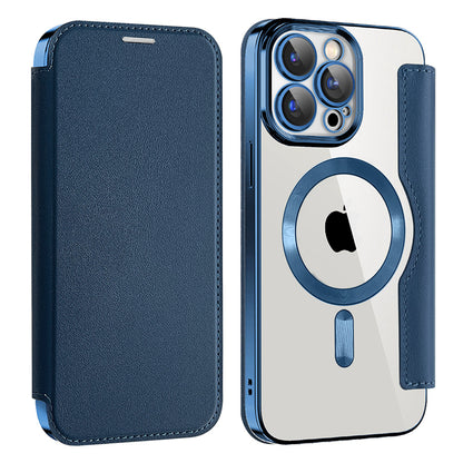 Калъф MagSafe за Apple iPhone 14 Pro Max, Techsuit, SmartMag Book, Син