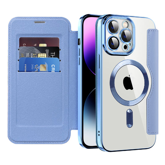 Калъф MagSafe за Apple iPhone 14 Pro Max, Techsuit, SmartMag Book, Bleu