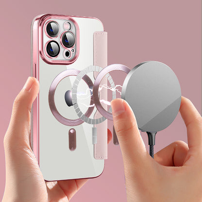 Калъф MagSafe за Apple iPhone 14 Pro Max, Techsuit, SmartMag Book, Розов