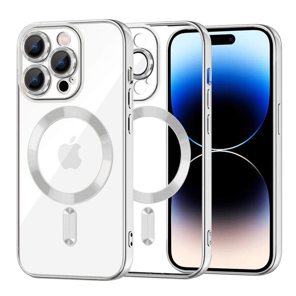 MagSafe Case for Apple iPhone 14 Pro, Techsuit, Luxury Crystal, Silver