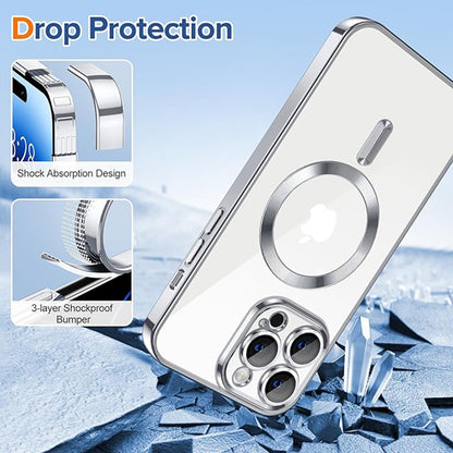 MagSafe Case for Apple iPhone 14 Pro, Techsuit, Luxury Crystal, Silver