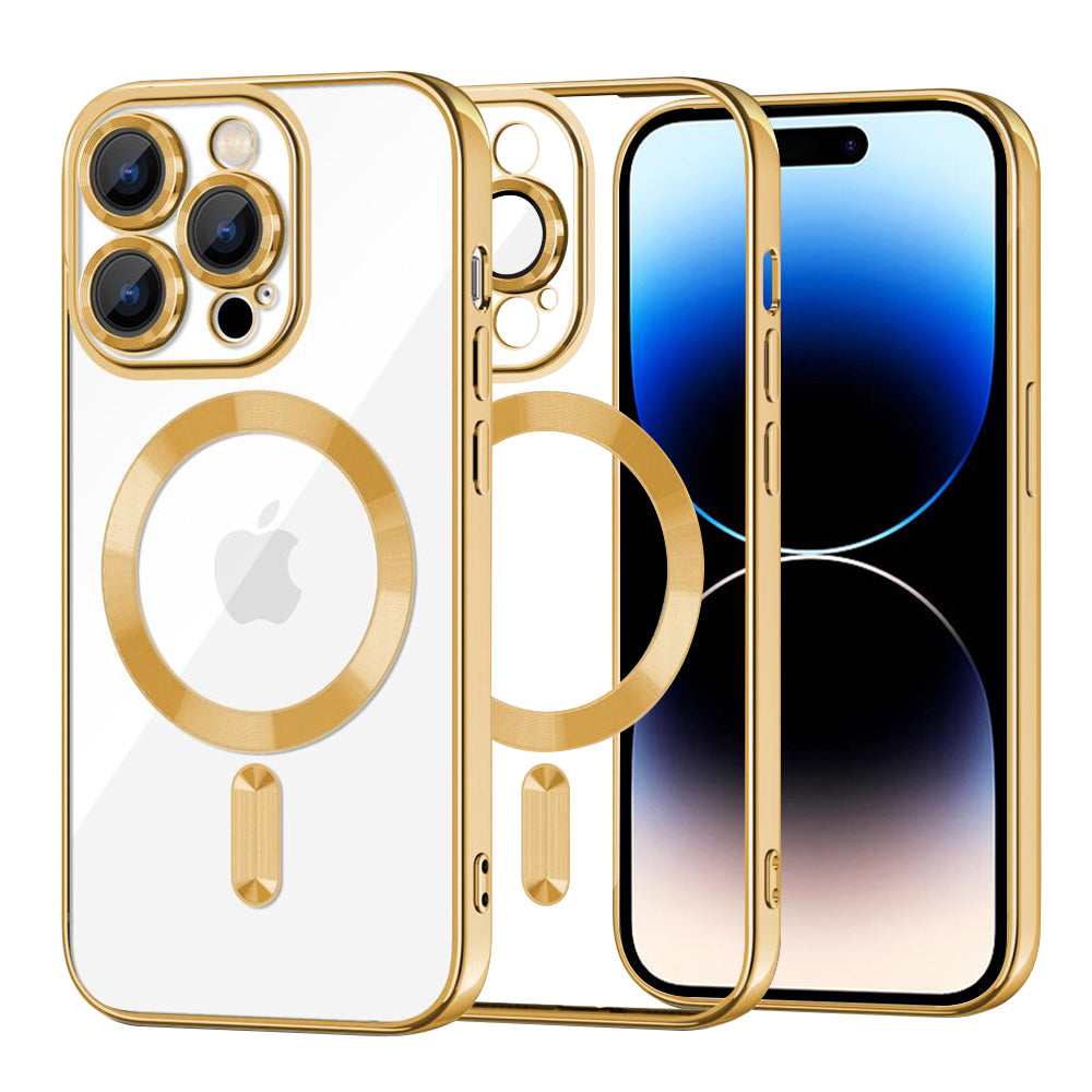 MagSafe Case for Apple iPhone 14 Pro, Techsuit, Luxury Crystal, Gold