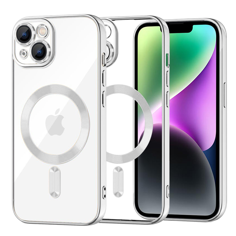 Калъф MagSafe за Apple iPhone 14, Techsuit, Luxury Crystal, Сребрист