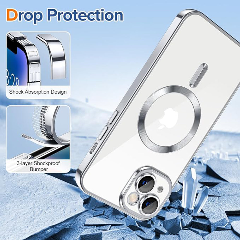 Калъф MagSafe за Apple iPhone 14, Techsuit, Luxury Crystal, Сребрист