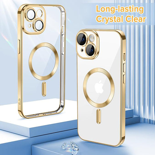 Калъф MagSafe за Apple iPhone 14, Techsuit, Luxury Crystal, Златист