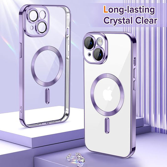 Калъф MagSafe за Apple iPhone 14, Techsuit, Luxury Crystal, Светло лилав