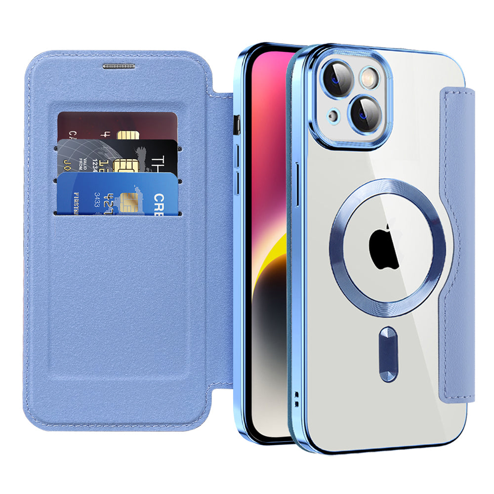 Калъф MagSafe за Apple iPhone 14, Techsuit, SmartMag Book, Син