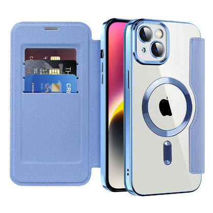 Калъф MagSafe за Apple iPhone 14, Techsuit, SmartMag Book, Син