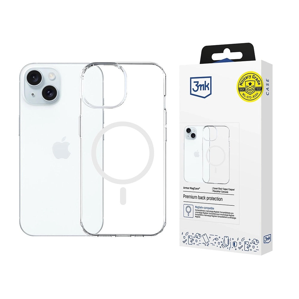 MagSafe калъф за Apple iPhone 15, 3MK, Armor MagCase, прозрачен