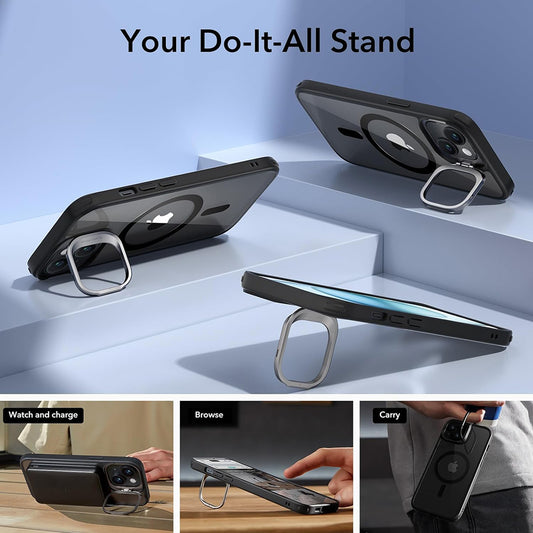 Калъф MagSafe за Apple iPhone 15, ESR, Classic Hybrid Kickstand, Черен прозрачен