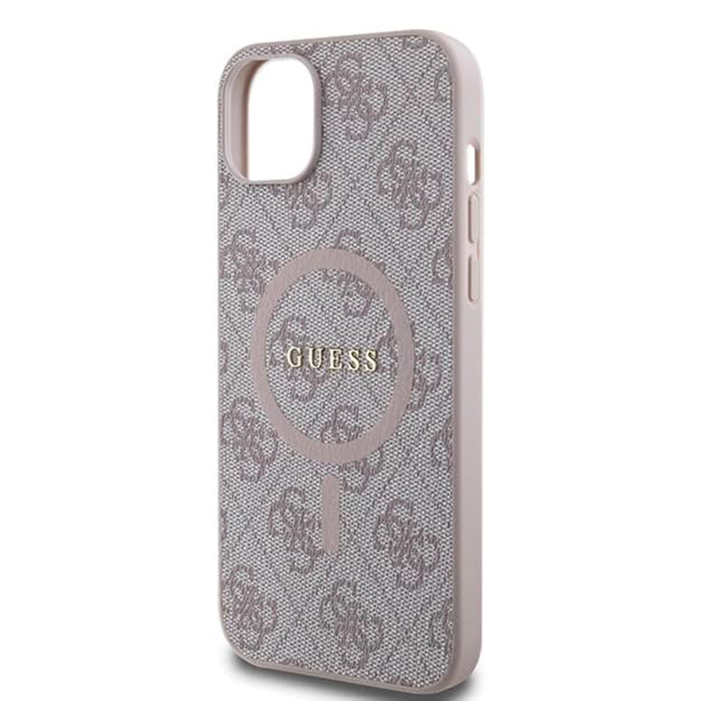 Калъф MagSafe за Apple iPhone 15, Guess, 4G Collection, Розов