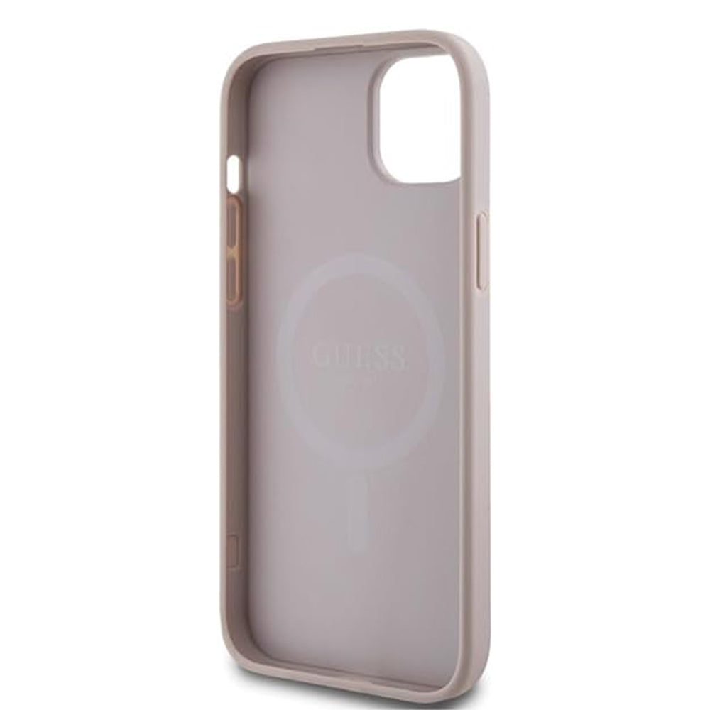 Калъф MagSafe за Apple iPhone 15, Guess, 4G Collection, Розов